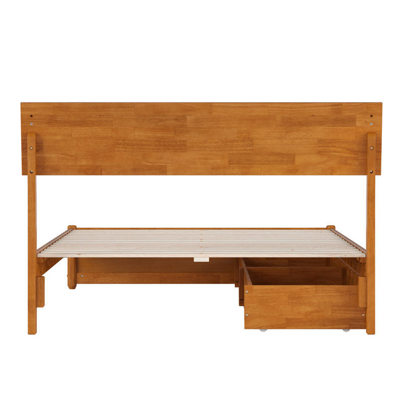 Norla Wood Platform Bed with Storage Drawers, Light Toffee, Full
