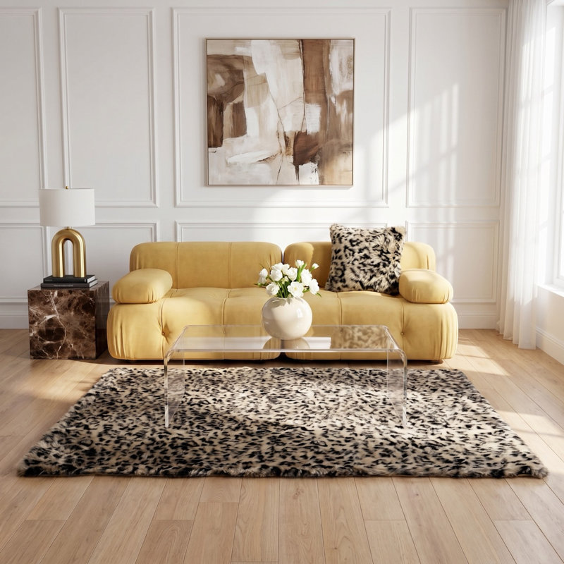 Tapis à motif léopard abstrait Dewart, Rectangle 5 pi x 7 pi