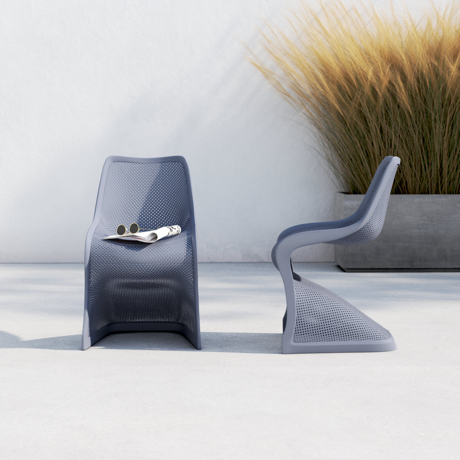 Spector Stackable Patio Side Chair, Dark Gray