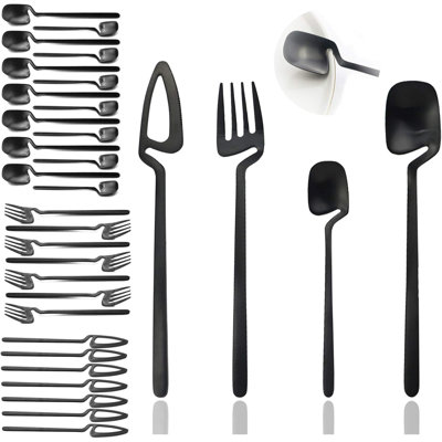 Ensemble de couverts 32 pièces avec finition mate, comprenant un couteau, une fourchette, une cuillère et une cuillère à café, service pour 8 personnes, va au lave-vaisselle