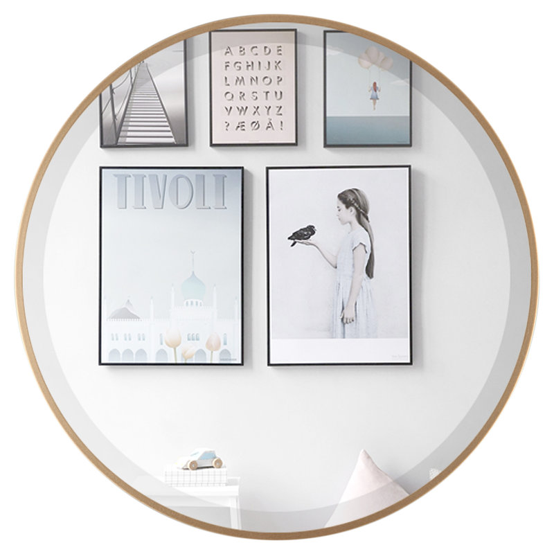 Campfort Round Mirror, 14.625" H x 14.625" W, Gold Spray
