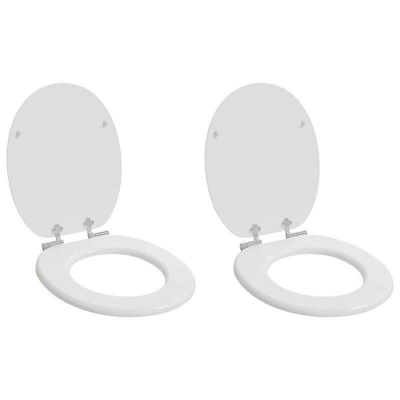  Soft-Close Toilet Seat 2 Pcs Black 44 X 38 Cm MDF Board, White