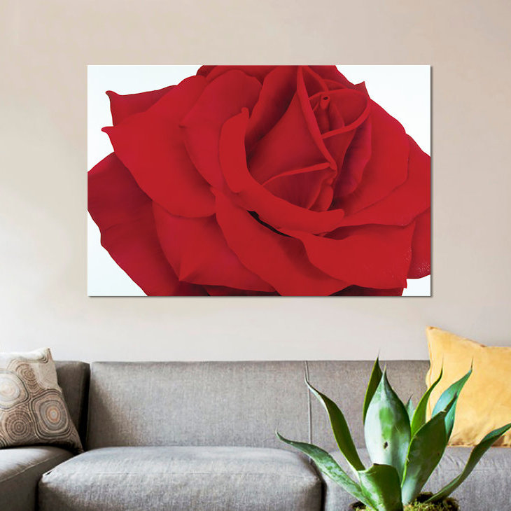 «Red Rose», reproduction d'impression sur toile, H 8 po x l 12 po x P 0,75 po, Toile tendue, Pas de tapis