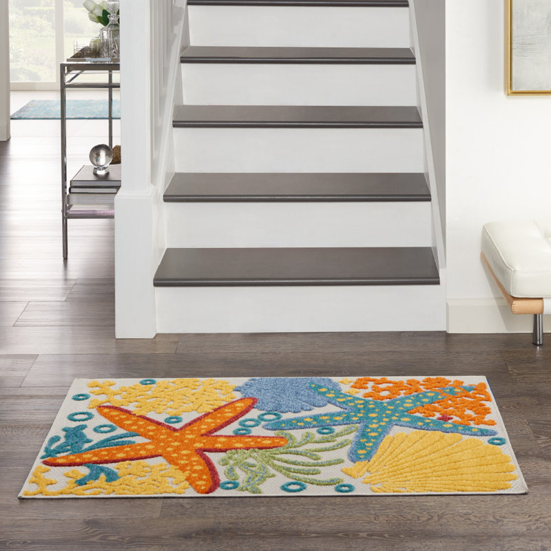 Aadvik Machine Woven Indoor / Outdoor Area Rug with Non-Slip Backing, Rectangle 2'8" x 4'
