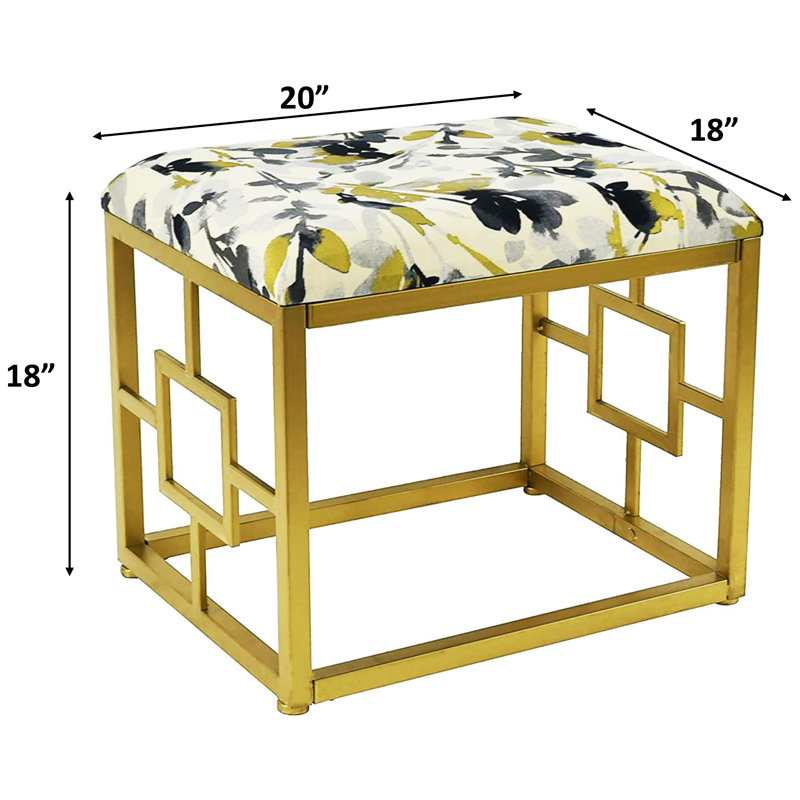 Amee Upholstered Ottoman, Leaf Storm