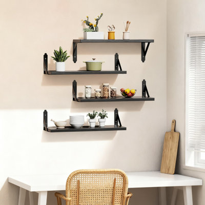 Floating Shelves Set Of 4, Rustic Wood Wall Mounted Storage Shelves For Living Room, Bedroom, Bathroom Decor