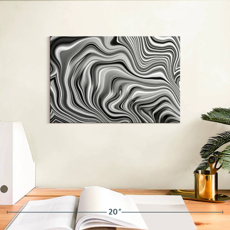 Avery Large Grey Abstract, 8" H x 12" W