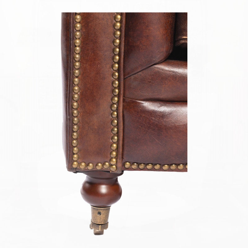Canapé moderne en similicuir, L 87 po, Brown Faux Leather