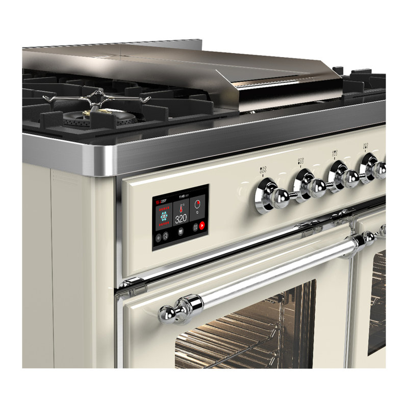 Majestic III Series 40 Inch Dual Fuel Range with 6 Sealed Burners, Griddle, in Mightnight Blue (Natural Gas, Chrome Trim)