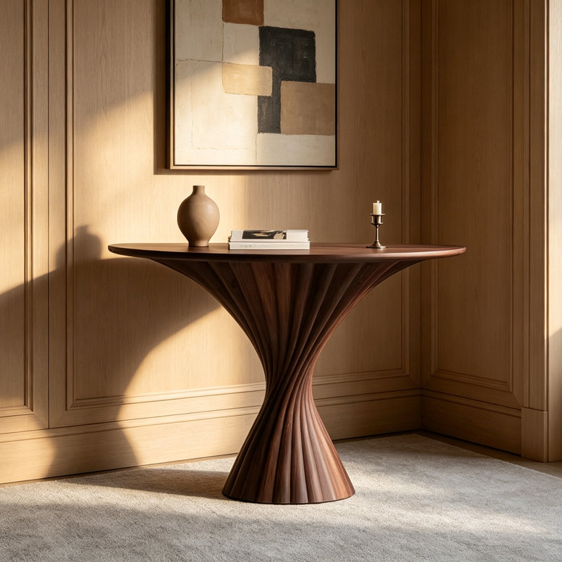 Modern-style solid wood console table, 35.4" H x 55" W x 15.7" D
