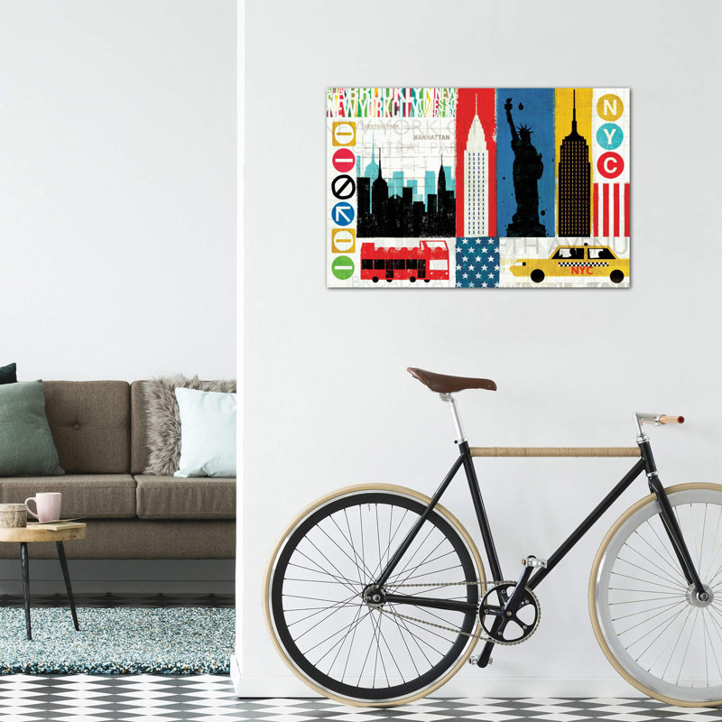 «New York City Experience» par Michael Mullan - impression d'art graphique, H 26 po x l 40 po x 1,5 po, Pas de tapis