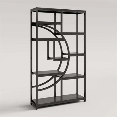Bibliothèque industrielle avec neuf tablettes ouvertes pour le rangement de bureau à domicile et la décoration de salon