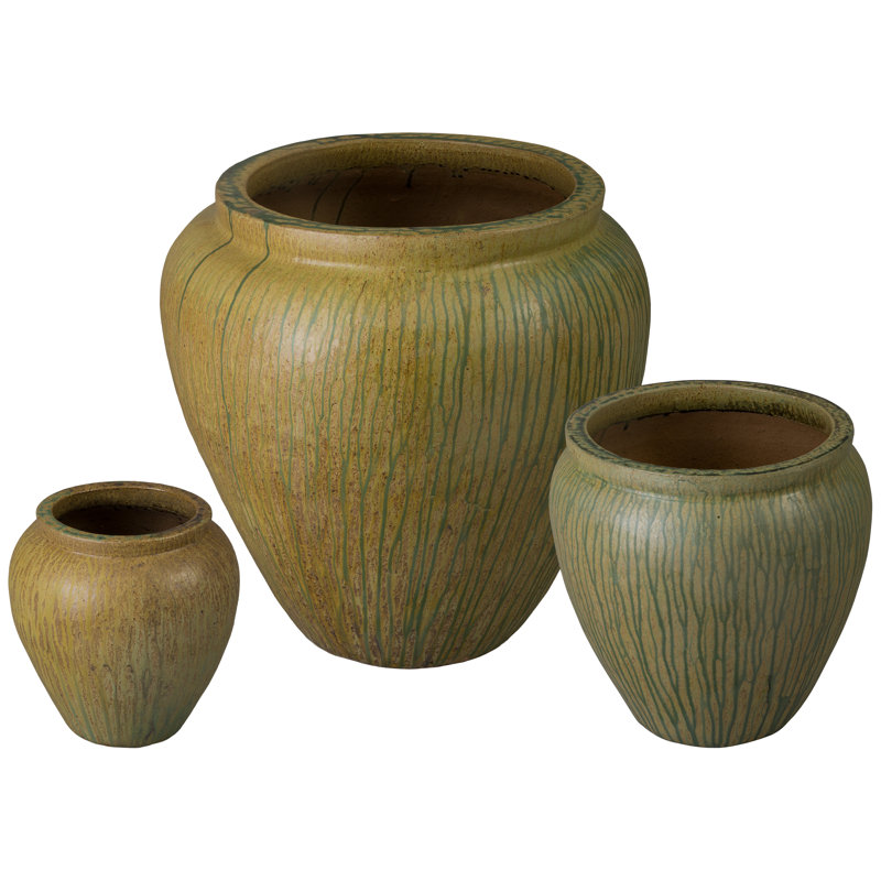 31 in. Distressed Antique Ceramic Round Planter (31 in. L x 31 in. W x 31 in. H) with Drainage Hole