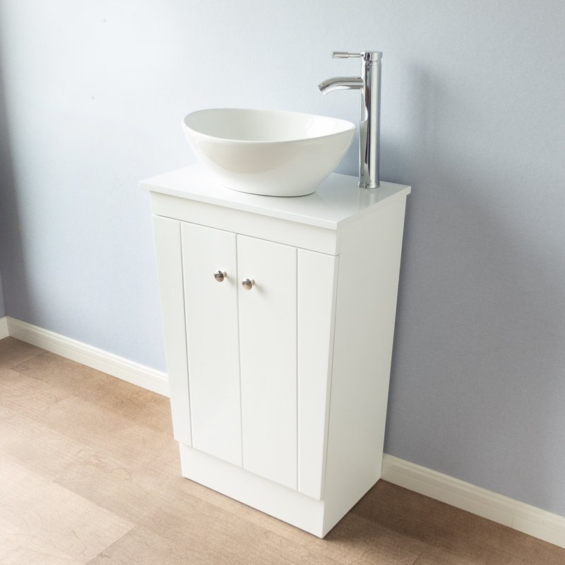 Meuble-lavabo sur pied simple 21 po avec plateau en pierre d'ingénierie Gearheart, Blanc
