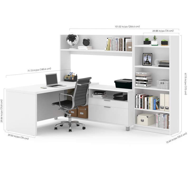 Operle L-Shaped Executive Desk, White