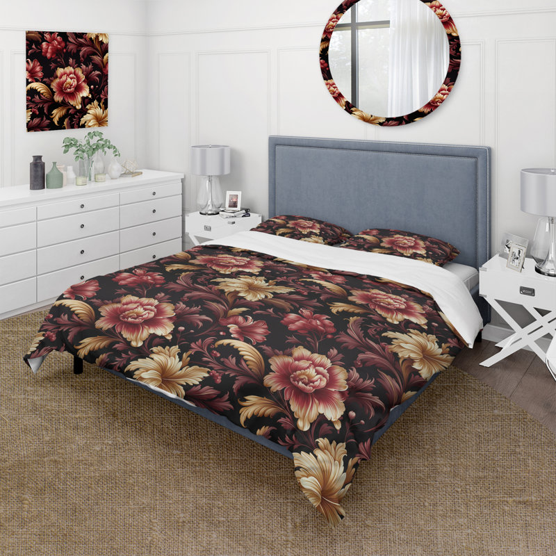 Ensemble de housse de couette Timeless Purple Baroque Floral Dreams - Damask, Housse de couette pour très grand lit et 2 très