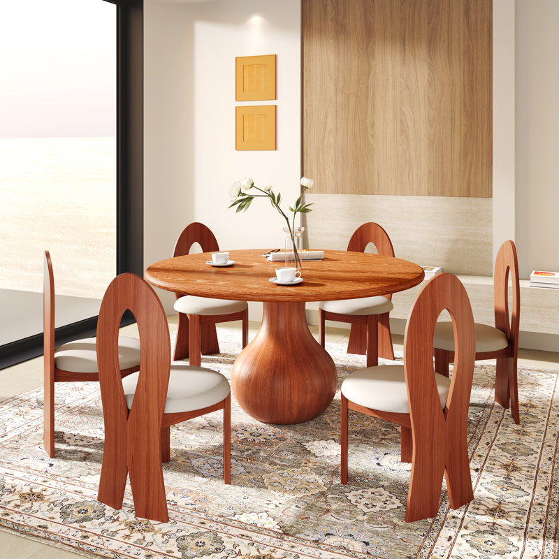 Farmhouse Solid Wood Dining Table, 29.52"H x 53.15"L x 53.15"W, Bright Walnut