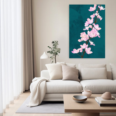 Pink Cherry Blossoms 1 Piece Wrapped Canvas Wall Art