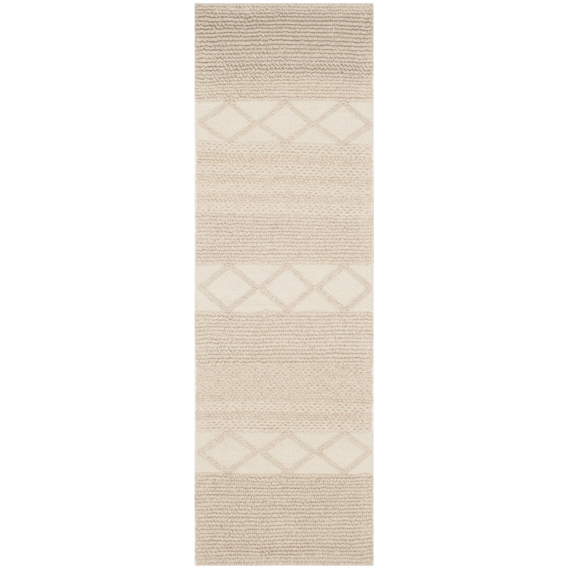 Tulane Natura Hand Woven Wool/Cotton Geometric Rug in Beige, Runner 2'3" x 12'