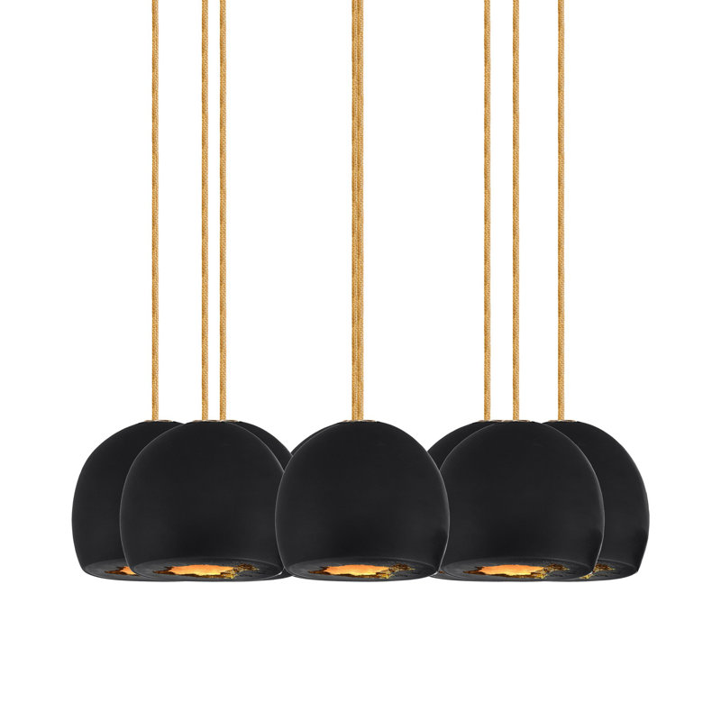 8 - Light Chandelier, 36" H x 24" W x 24" D, Brass, Black