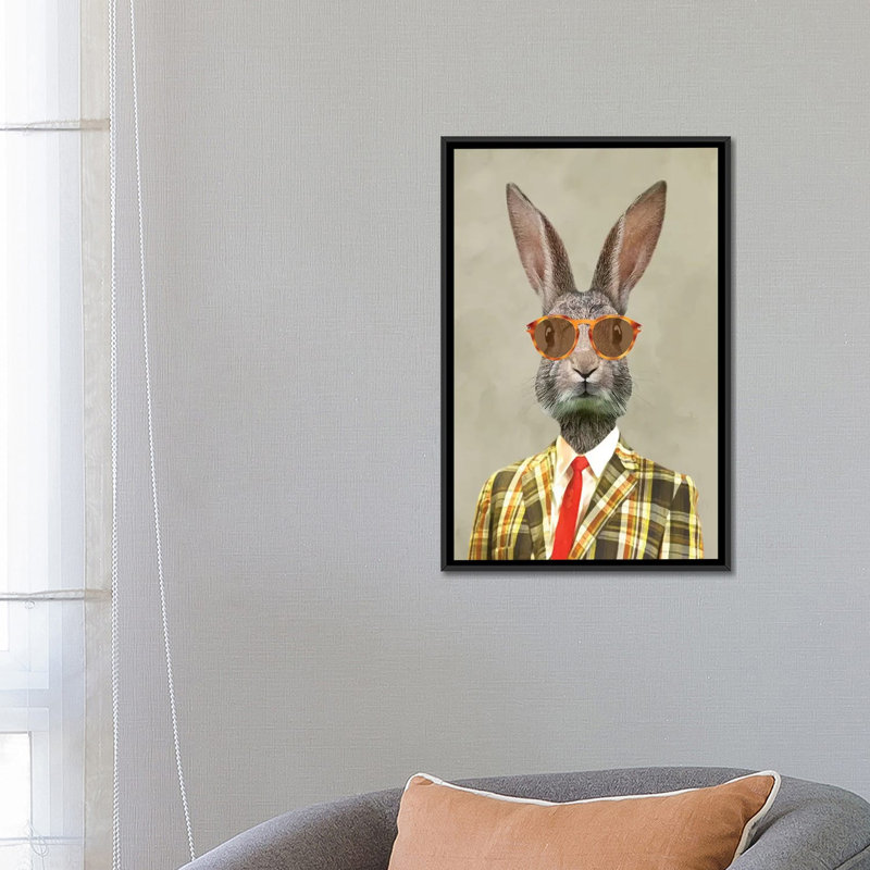 «Rabbit Vintage Man I» par Coco de Paris - Impression sur toile tendue sur châssis, H 26 po x l 18 po x P 1,5 po