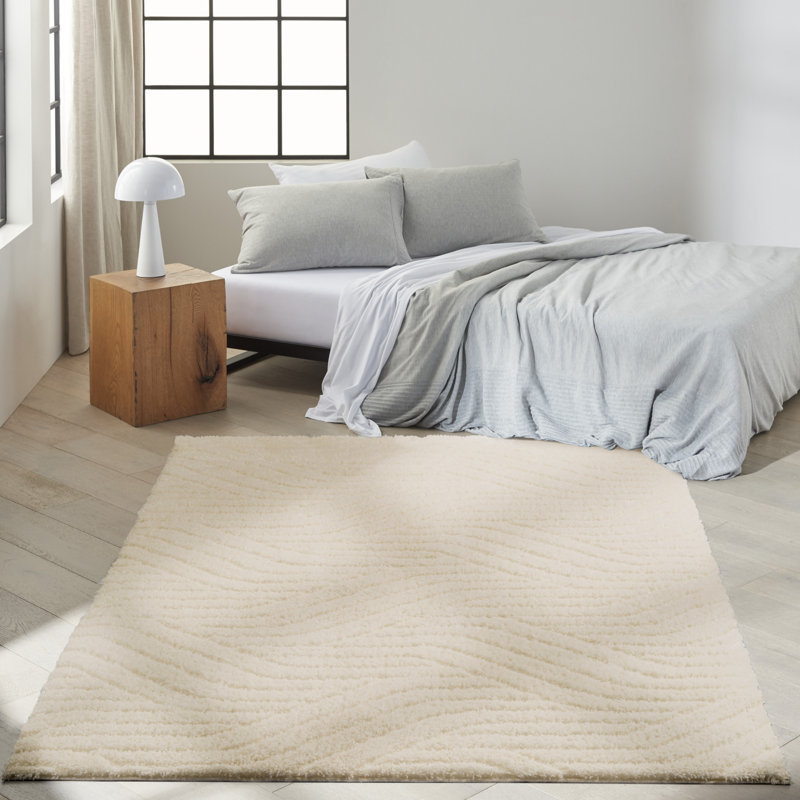 Calvin Klein Surfaces Beige Shag Indoor Rug, Rectangle 5'3" x 7'3"