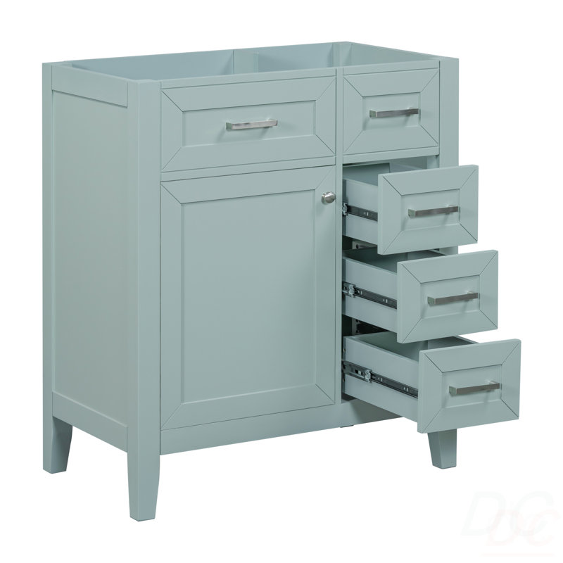 Meuble-lavabo de 30 po sans lavabo, base d'armoire seulement, armoire de salle de bain avec tiroirs, structure solide et panneau de fibres à densité moyenne