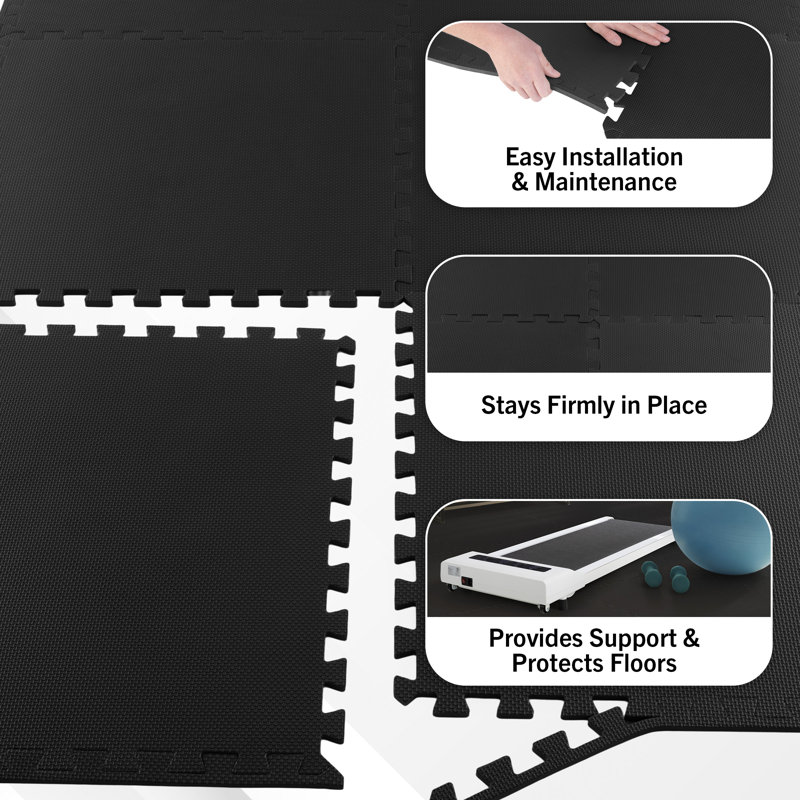 Stalwart 6-Pack EVA Foam Mat Tiles - Interlocking Padding for Garage, Playroom, or Gym Flooring - Workout Mat or Baby Playmat