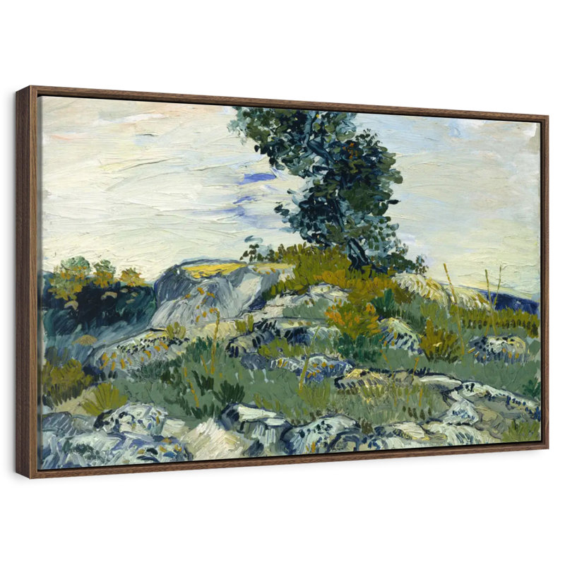 The Rocks, 37 po x 25 po, Cadre flottant noyer