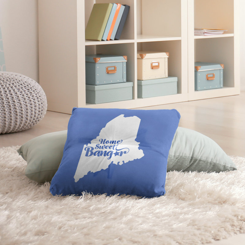 Reversible Throw Pillow, 26" H x 26" W, Blue, Bangor/Maine