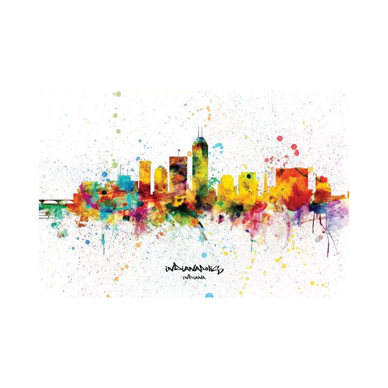 Indianapolis Indiana Skyline Splash by Michael Tompsett - Wrapped Canvas Print, 152.5 cm H x 101.5 cm W