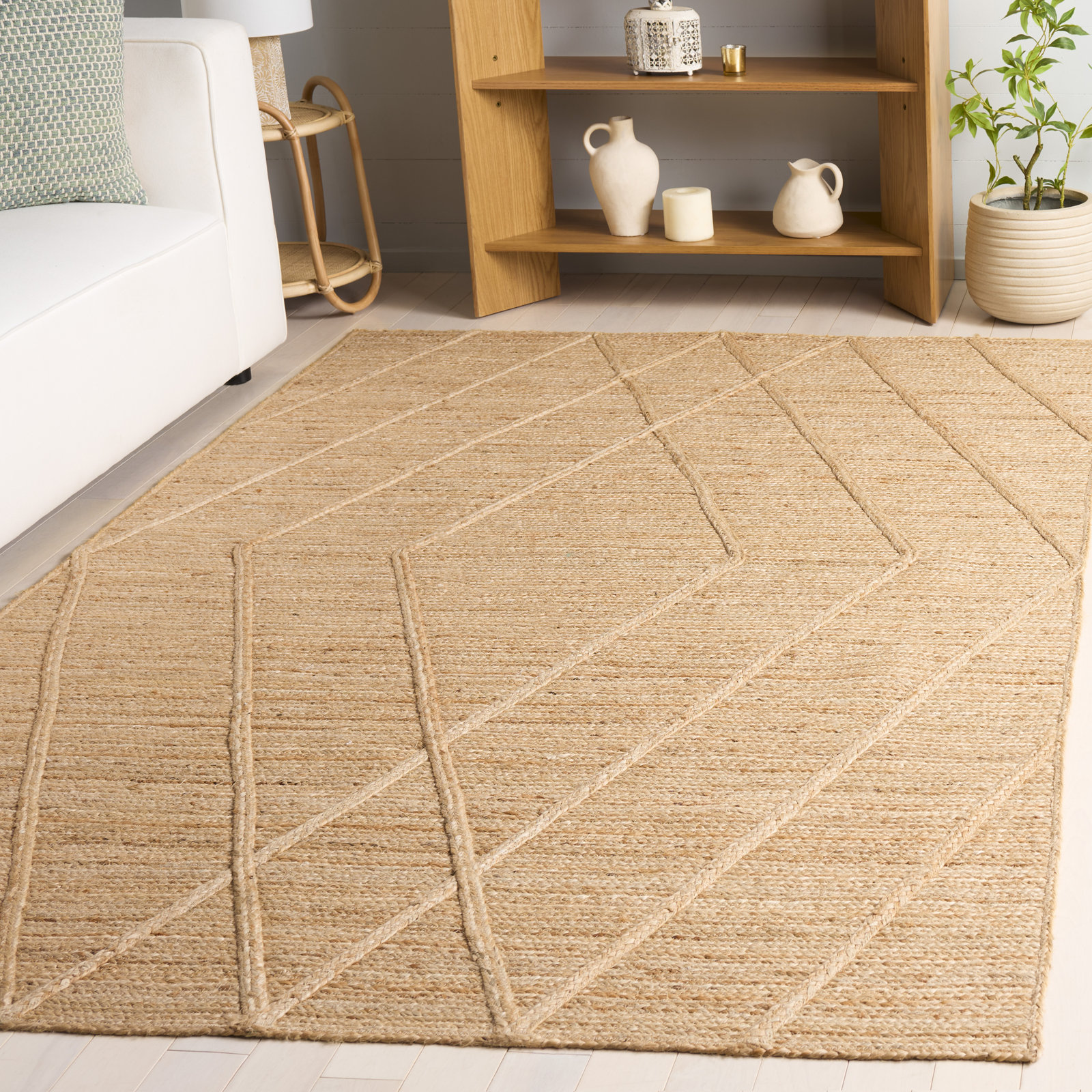 Flatweave Geometric Jute Rug, 5'-0" X 8'-0" Rectangle