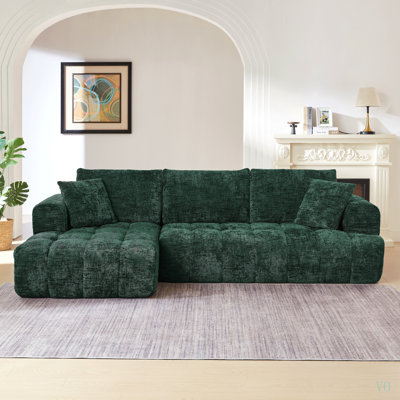 Canapé d'angle de luxe en chenille, design minimaliste, canapé-lit confortable pour salon, appartement et espaces de réception, aucun assemblage requis