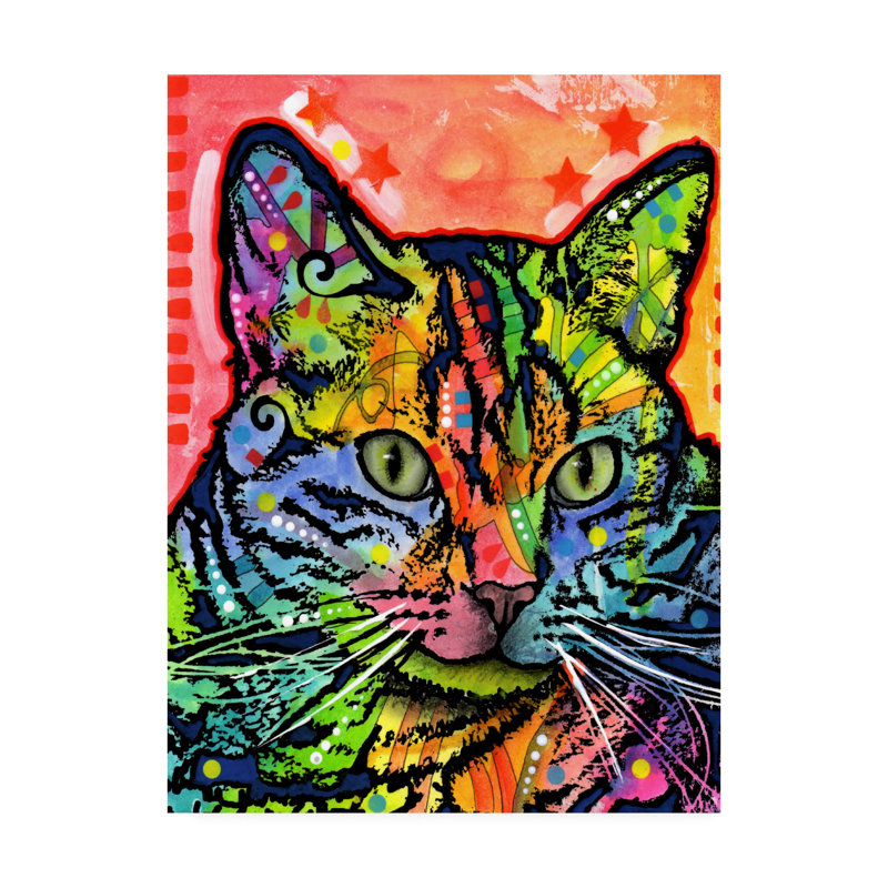 « Cat abstract Color » par Dean Russo, impression sur toile tendue, H 24 po x l 18 po x P 2 po