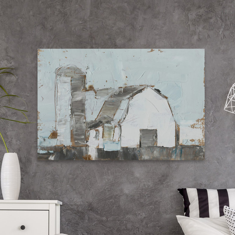 «Barn & Silo II», reproduction de peinture à l'huile sur toile encadrée, H 40 po x l 60 po