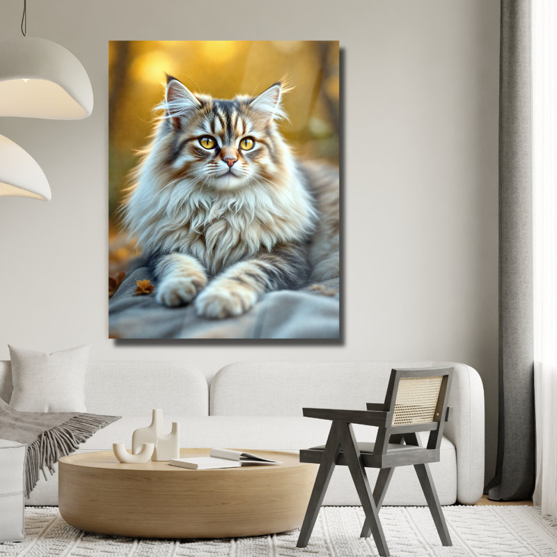 Art mural en verre trempé Maine Coon, 36" H x 24" W