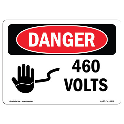 460 Volts Aluminum Sign 12 x 18