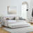Twin Size Upholstery Daybed With Twin Size Erectable Trundle And USB Charging Design, Linen-172605814