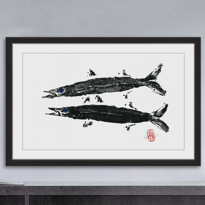 « barracuda palmiers », reproduction d’art encadrée