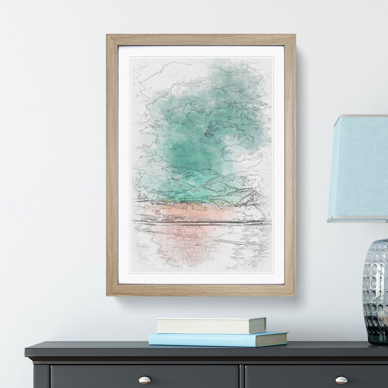 South Beach View In Miami Florida - Single Picture Frame Painting on MDF, Oak Framed, 33cm H x 24cm W x 2cm D
