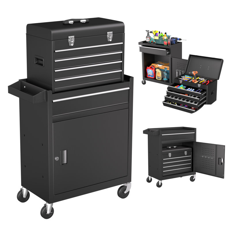 Tool Chest, 5 Drawer Tool Cabinet Combination Set With Wheels, Tool Chest Combos