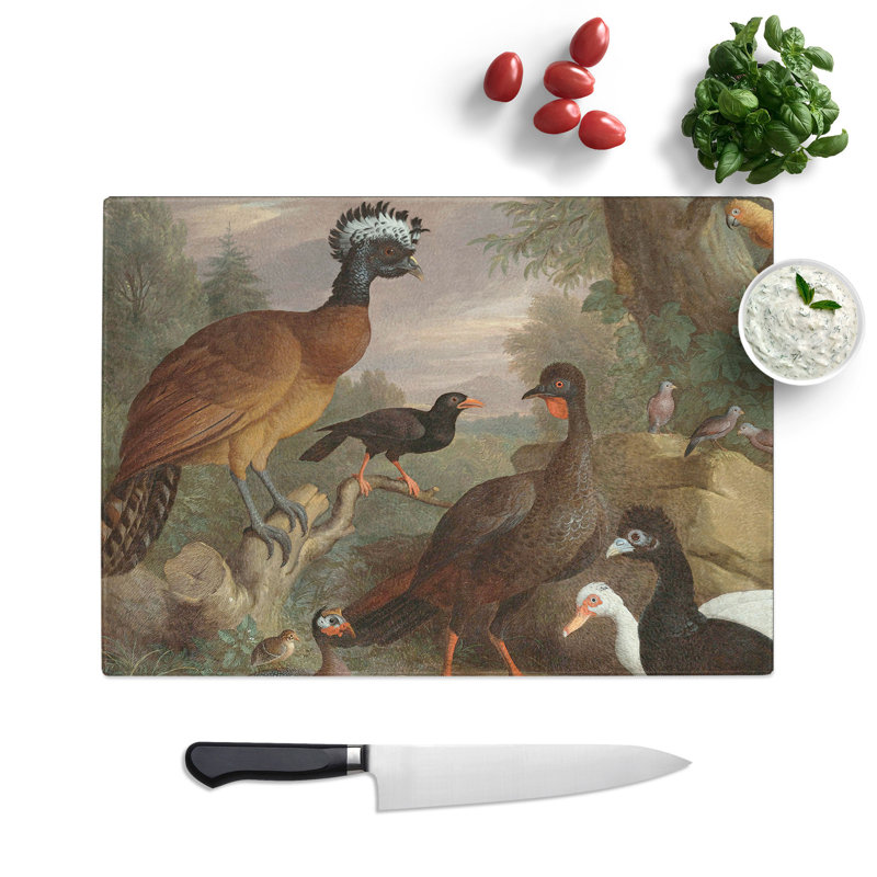 Collection of Birds Vol.1 by Melchior D'hondecoeter Chopping Board, 0.4cm H x 28.5cm W x 39cm L