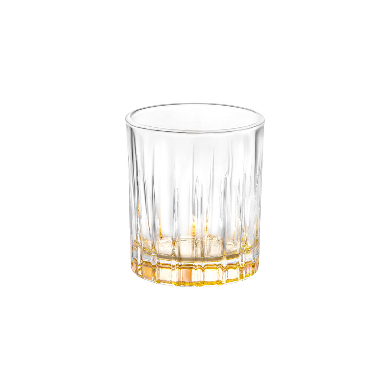 Set of 6 Glass Timeless Shot Glasses, 2.7 oz Amber Shade on the Bottom, Amber