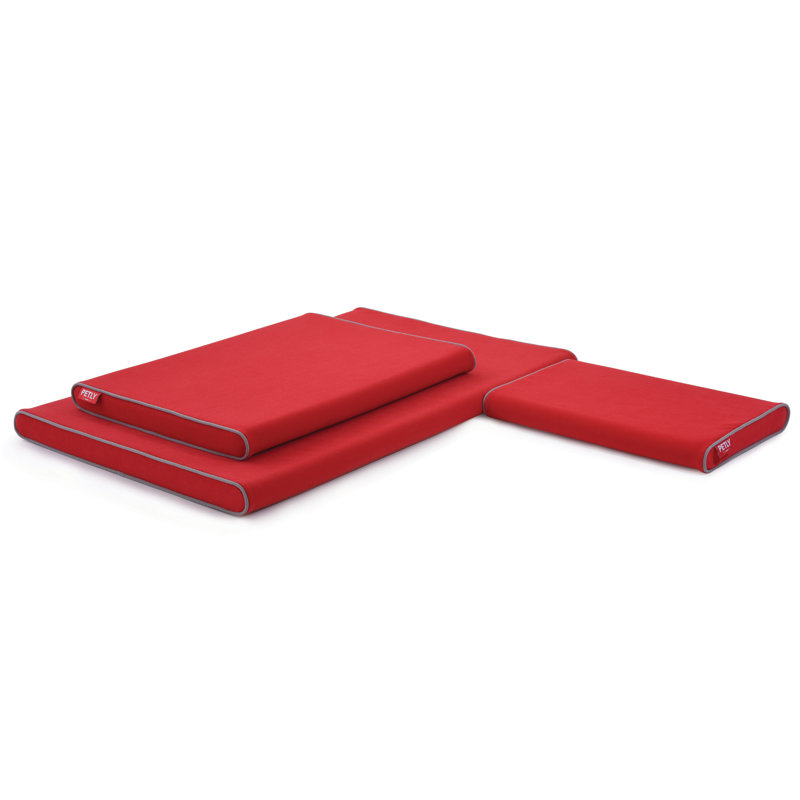 Orthopedic Microfibre Pet Bed, Red, Large (120cm W x 80cm D)