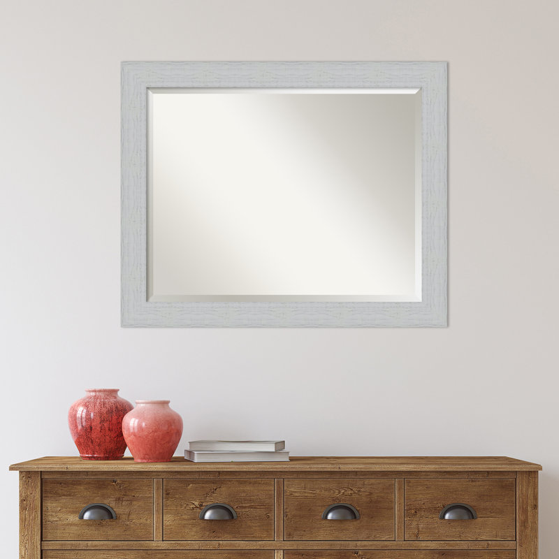 Miroir décoratif biseauté Taveras, H 26,25 po x l 32,25 po, Blanc