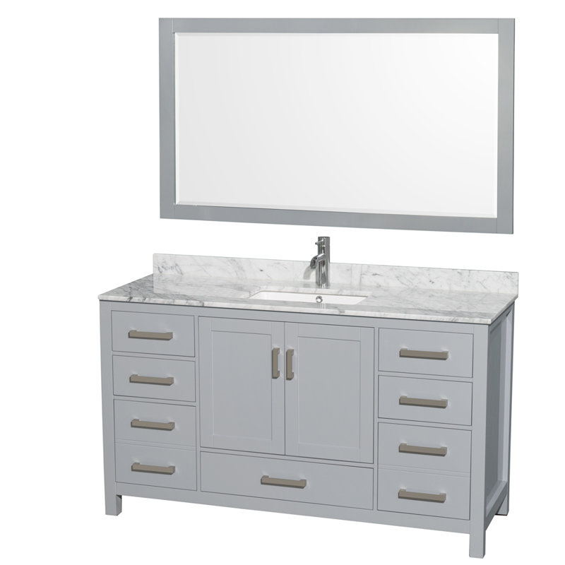 Sheffield 60" Single Bathroom Vanity Set with Mirror, 8" widespread, Dark Gray
