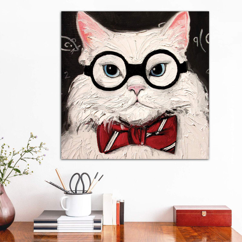 Chemistry Cat Contemplates the Science of Catnip 1 Piece Wrapped Canvas Painting, 66.04 cm H x 66.04 cm W x 3.175 cm D