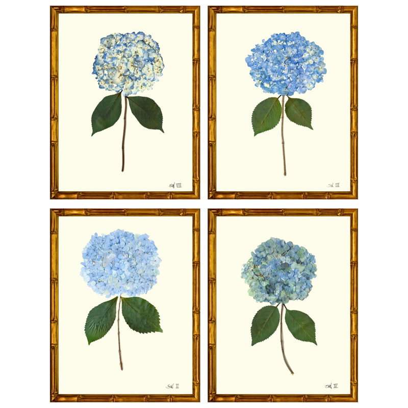 Pressed Hydrangea Set by Sandy Whitaker, 42.5" H x 34.5" W, Gold