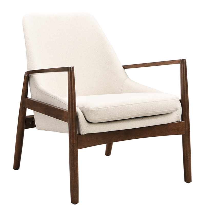 Fauteuil d'appoint - Fauteuil de salon moderne de style Mid-Century, structure en bois massif, dossier de lecture à haut dossier, fauteuil avec cadre de rembourrage pratique, choix de sièges, siège élégant