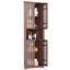 Armoire de rangement de 71 po de hauteur avec 4 portes en verre et 5 tablettes, économiseur d'espace pour la salle de bain, le salon, design Mid Century, noyer rouge